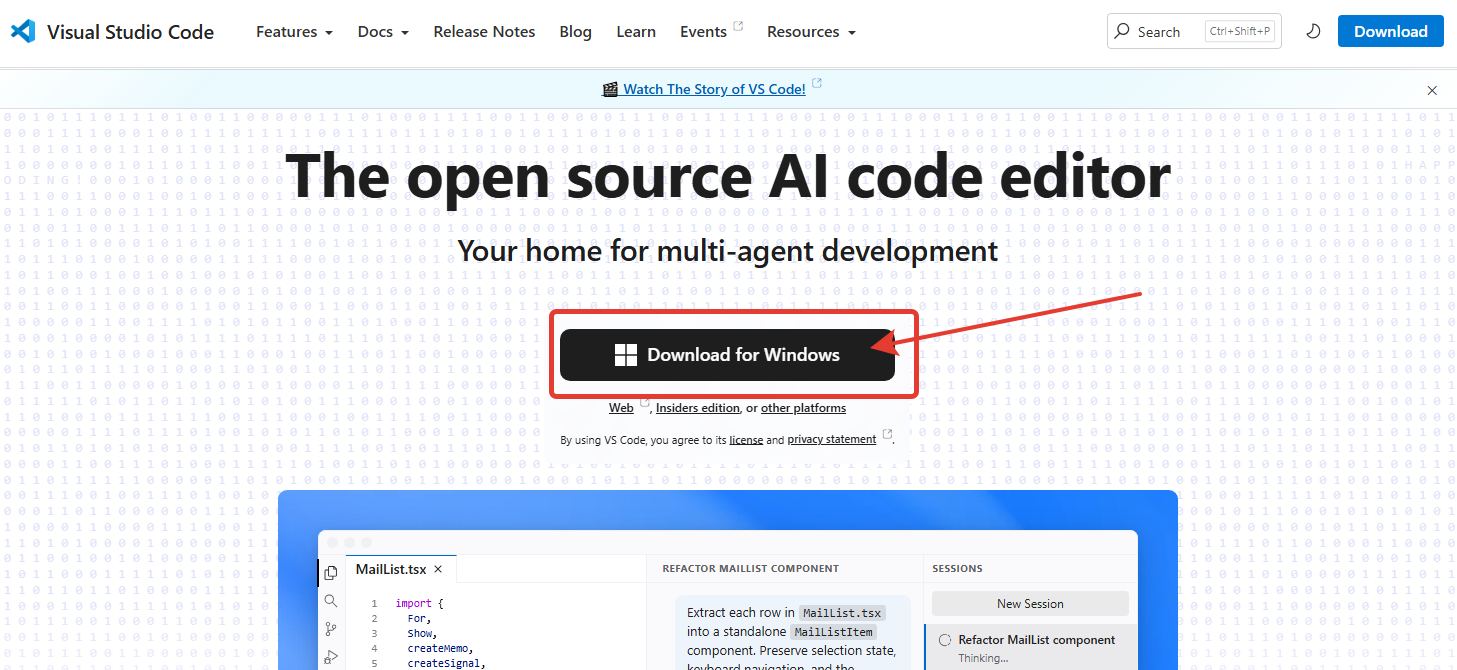 Кнопка загрузки VS Code
